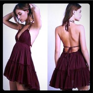 Rare NWT’s Free People 100 Degree Mini Dress Wine